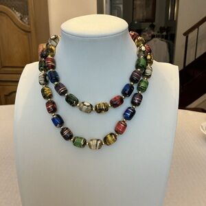 Multicolor Vibrant Acrylic Bead Gold Tone Necklace